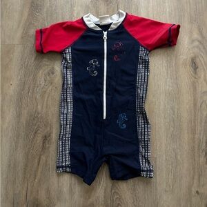 Hanna Andersson short sleeve red, white, & blue bathing suit 80cm 18-24 month